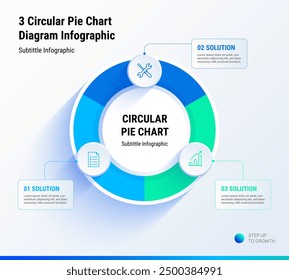 3 Circular Pie Chart Diagram Infographic, Business Infographic Design Template with Circular Diagram for Web and Presentation