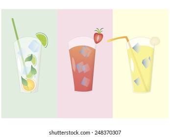 3 cocktails vector illustration