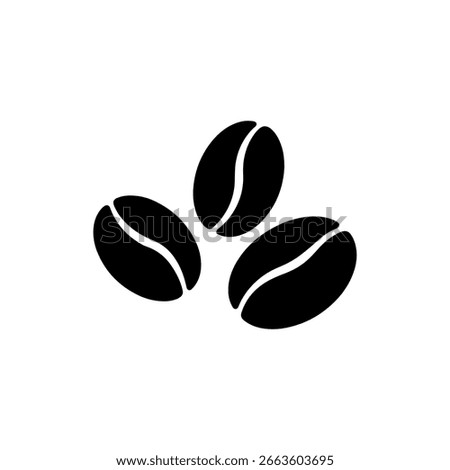 3 coffee beans silhouette icon vector flat design.