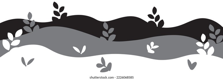 3 color Black silhouettes of grass