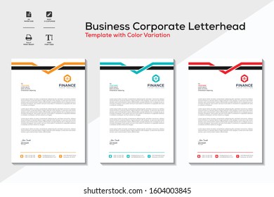 3 Color Business Corporate Letterhead Template Abstract Design