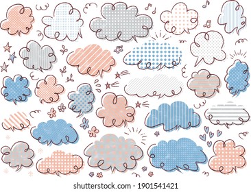 3 Color Design Cute handwritten speech bubble set