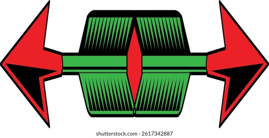 3 Color Double Direction Arrow Vector Icon – Abstract Symmetrical Pointer Design for Infographics and Signage