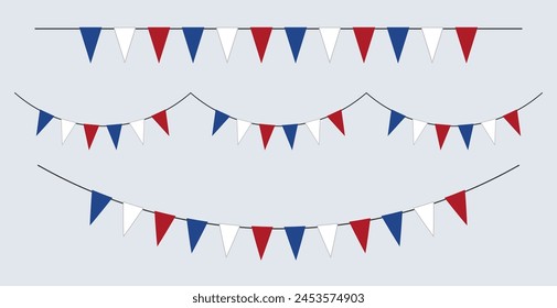 3 color flags garland. Bunting set.