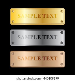 3 Color Gold , Silver , Copper Metallic Label for Put Your Text Background