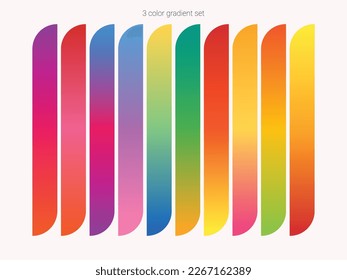 3 color gradient set Soft color vector gradients  modern combinations colors   shades  Color gradient palette design mobile app