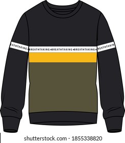 3 color kids flat sketch sweatshirt and pullover design.