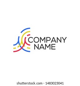 3 Color line Abstract Logo Design