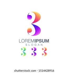 3 color logo design vector 