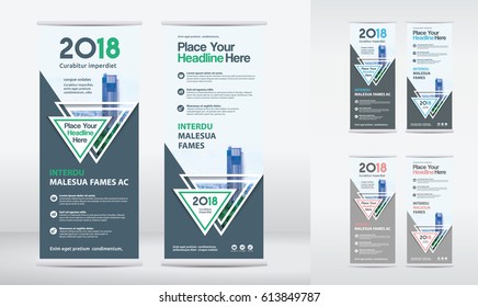 3 Color Schemes with City Background Business Roll Up Design Template Set.Flag Banner Design. Can be adapt to Brochure, Annual Report, Magazine,Poster, Corporate Presentation,Flyer, Website