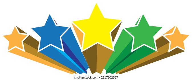 3 colored stars. vector. Isolated
