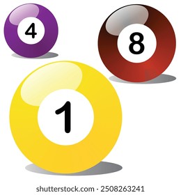 3 colorful balls with 184 number