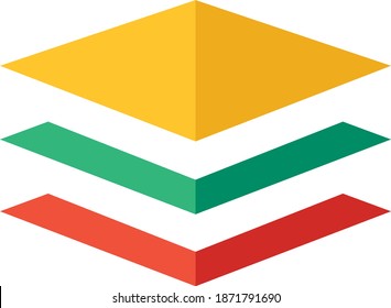 3 Colorful Layers Flat Style Icon Illustration