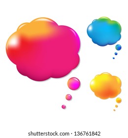 3 Colorful Speech Bubbles Set With Gradient Mesh, Isolated On White Background, Vector Illustration