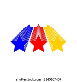 3 colorful stars. colorful stars vector.