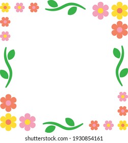  3 colors floral frame warm color illustration