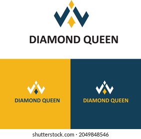 logotipo de 3 colores adecuado para su negocio de joyería llamado reina de diamantes