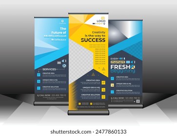 3 Colors variation business roll up banner design