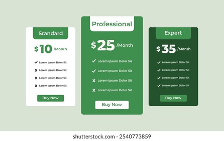 Diseño de Plantilla de gráfico de Precio de 3 columnas para negocios de Web