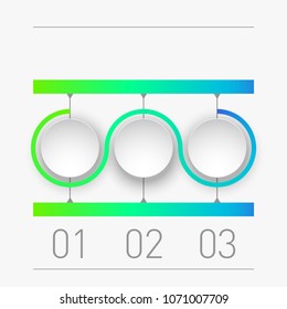3 components make up something. Modern business circle origami style options banner. infographics, workflow layout, diagram, number options, Three step up options, web design