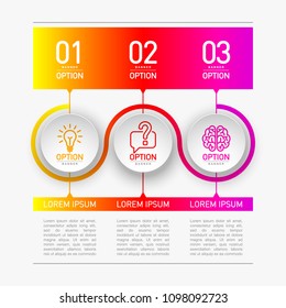 3 components make up something. Modern business circle origami style options banner. infographics vector, workflow layout, diagram, number options, Three step up options, web design