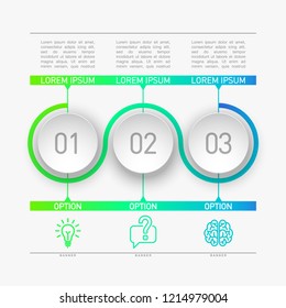3 components make up something. Modern business circle origami style options banner. infographics vector, workflow layout, diagram, number options, Three step up options, web design