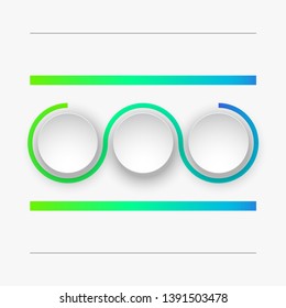 3 components make up something. Modern business circle origami style options banner. infographics, workflow layout, diagram, number options, Three step up options, web design