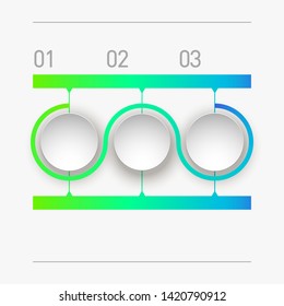 3 components make up something. Modern business circle origami style options banner. infographics, workflow layout, diagram, number options, Three step up options, web design