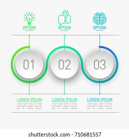 3 components make up something. Modern business circle origami style options banner. infographics vector, workflow layout, diagram, number options, Three step up options, web design