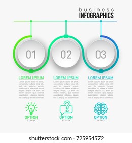3 components make up something. Modern business circle origami style options banner. infographics vector, workflow layout, diagram, number options, Three step up options, web design