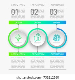 3 components make up something. Modern business circle origami style options banner. infographics vector, workflow layout, diagram, number options, Three step up options, web design