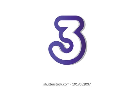 3 Cool Modern Purple 3D Number