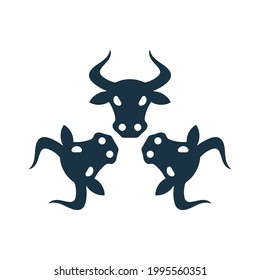 3 cows, bulls, cattle, cow farm icon. (Simple editable vector illustration)