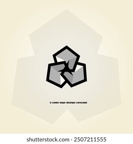 3 cube cartoon logo design concept vector