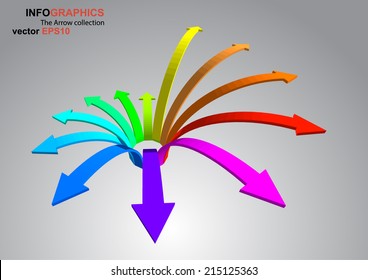 The 3 Curved Arrow Which Have Spectrum Color For EPS 10 Vector 