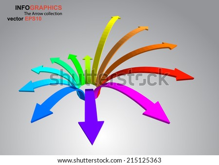 The 3 curved arrow which have spectrum color for EPS 10 vector 