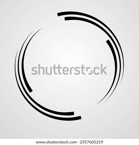 3 cut circle lines . Lines in Circle Form . Spiral Vector Illustration .Technology round Logo . Design element . Abstract Geometric shape . Striped border frame for image. 