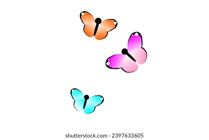 3 cute butterflies flying simple vector