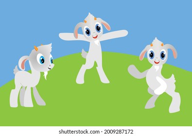 3 cute little goat cartoon,  life stock Illustration - Vector