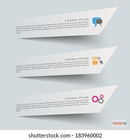 3 cutting banners on the grey background. Eps 10 vector file.