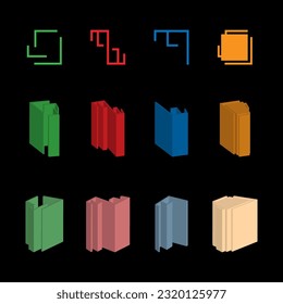 3 D abstract elements. Abstract shapes made in vector. Unique design for brand, logotype or symbols.