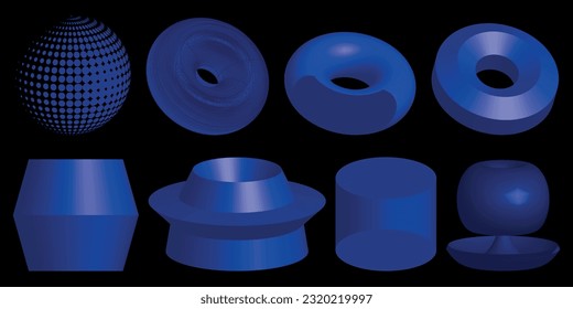 3 D blue shapes vector image