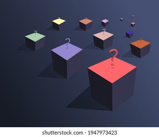 3 D boxes are meaningful about questions, concerns, concepts of organizational development and education.