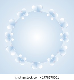 3 D flat lay paper butterfly around a blue circle.