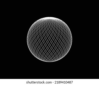 3 D geometric striped rounded shape. Sphere. Illusion effect. The Ball. Black color. Style modern minimilistic graphic design. Decoration element