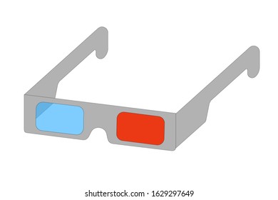 3 D glasses of gray color with red and blue glass on a white background. vector. illustration