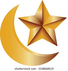 3 D Gold Moon Stars Islamic Stock Vector (Royalty Free) 2148068519 ...