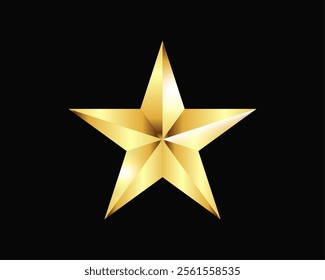 3 D Gold star on black background