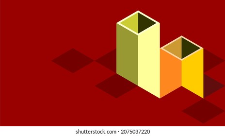 3 D hollow shape on red back, simple illustration with contrast color, good for cover design, web and social media design