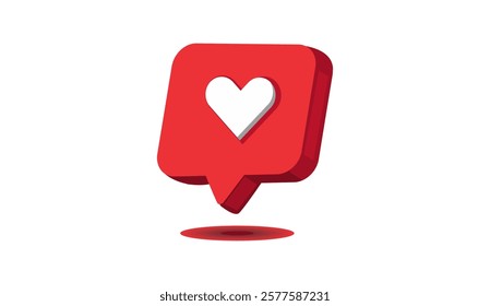 3 D icon like and love